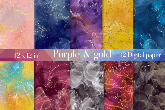10 Colorful Marble Digital Papers