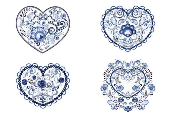 Blue Floral Heart