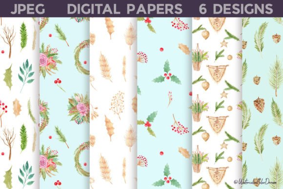 Christmas Floral Digital Papers