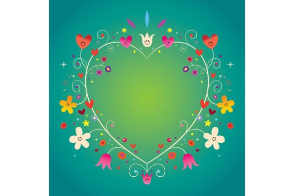 Heart Shaped Frame with Flowers