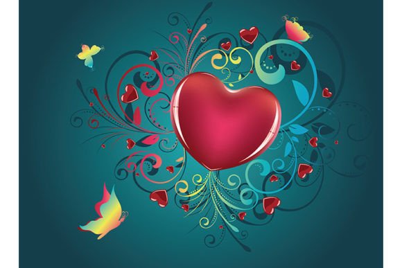 Heart with Floral and Butterflies: A Symbol of Beauty and Creativity in Modern Design