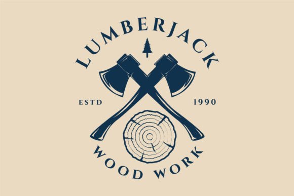 Lumberjack Wood Work Logo Vintage
