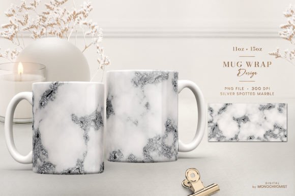 Mug Sublimation Beige Silver Marble