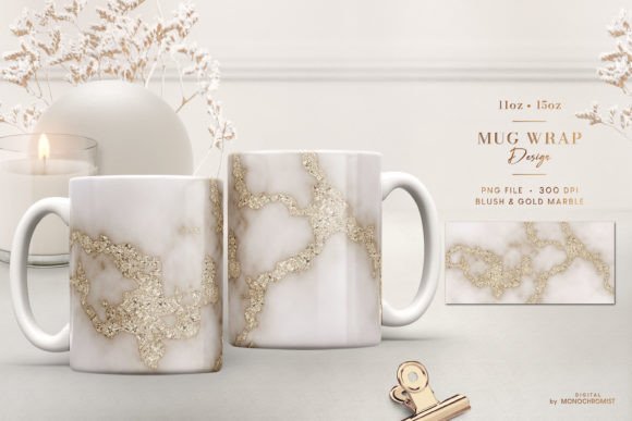 Mug Sublimation Blush Gold Marble