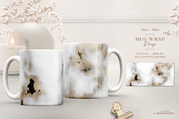 Mug Sublimation White Marble Gold Spots