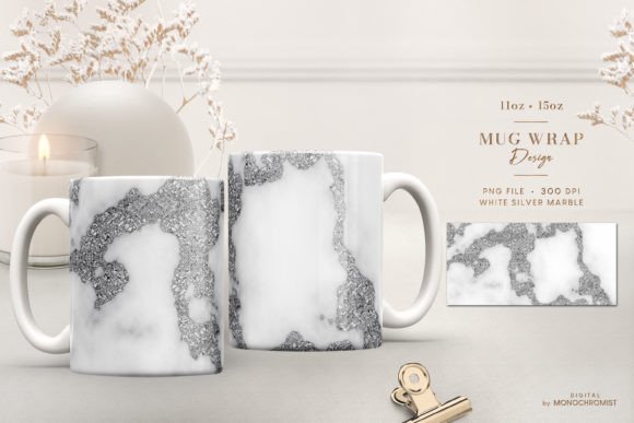 Mug Sublimation White Silver Marble: A Stylish and Versatile Design for Your Creative Projects