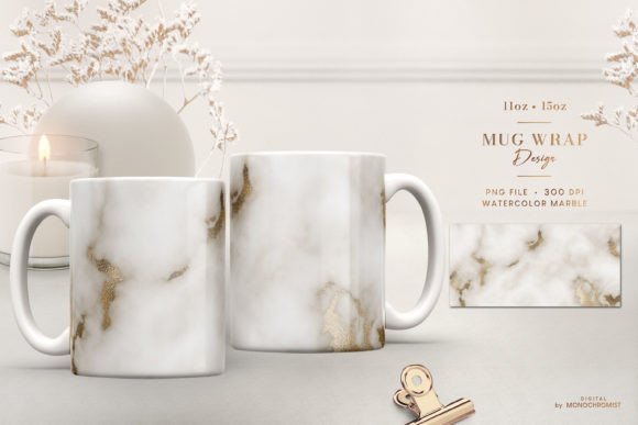 Mug Wrap Soft Beige Gold Watercolor: A Stylish and Practical Design for Sublimation Projects