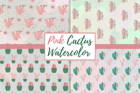 Pink Watercolor Cactus Seamless Pattern