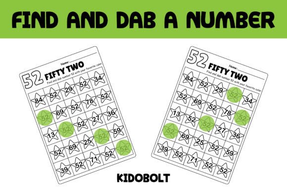 PreK Dab a Dot Number Worksheet - 52