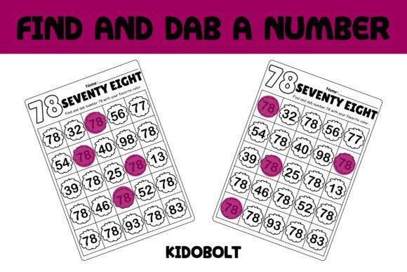 PreK Dab a Dot Number Worksheet - 78 and Kindergarten Number Dab a Dot Printable Worksheet