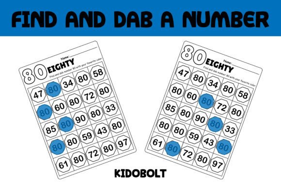 PreK Dab a Dot Number Worksheet - 80