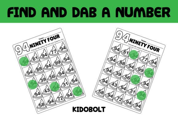 PreK Dab a Dot Number Worksheet - 94