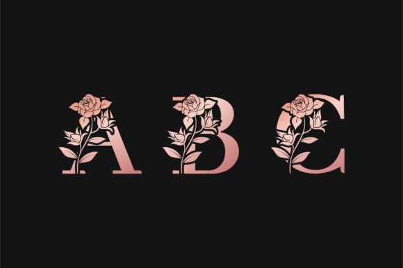 Rose Gold Gradient Floral Alphabet ABC: A Stylish and Versatile Design Tool for Creators