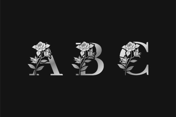 Silver Metal Gradient Floral Alphabet: A Modern Twist on Classic Design