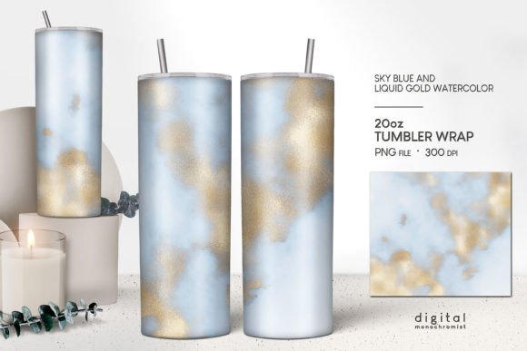 Tumbler Sublimation Sky Blue Gold: A Versatile Design for Creative Projects