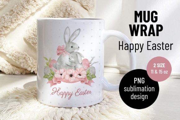 Watercolor Easter Bunny. Mug Sublimation